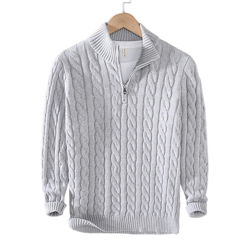 Thijs | Outfit met kabeltrui en nette broek