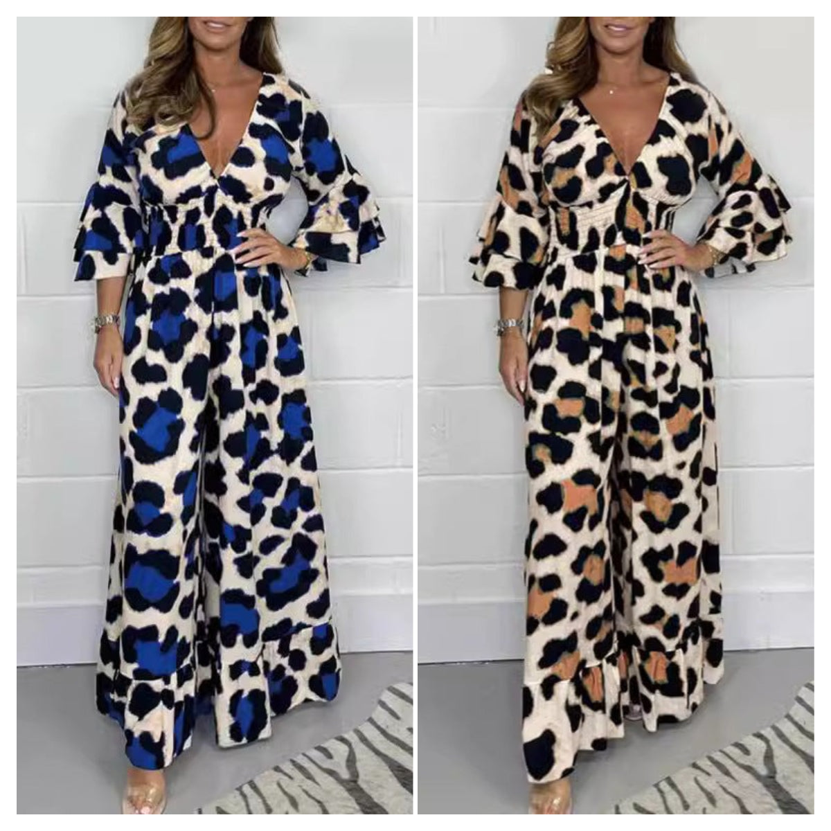 Anouk | Jumpsuit met luipaardprint en V-hals