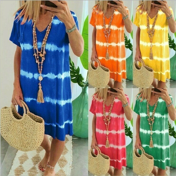 Vera | T-shirtjurk met tie-dye strepen
