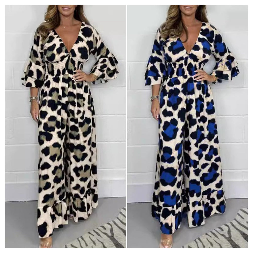 Anouk | Jumpsuit met luipaardprint en V-hals