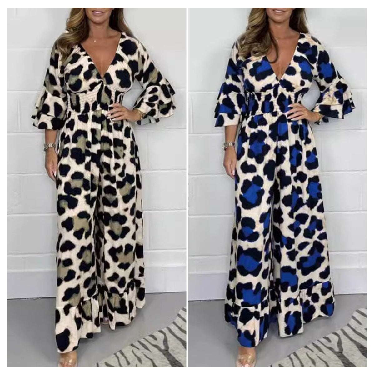 Anouk | Jumpsuit met luipaardprint en V-hals