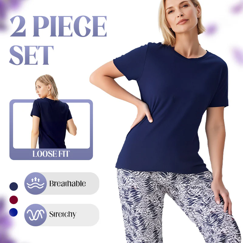 Liesbeth | Set met effen top en tie-dye broek
