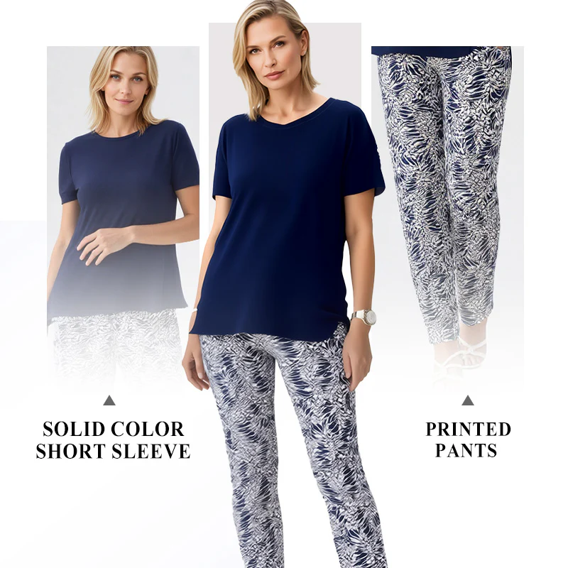 Liesbeth | Set met effen top en tie-dye broek