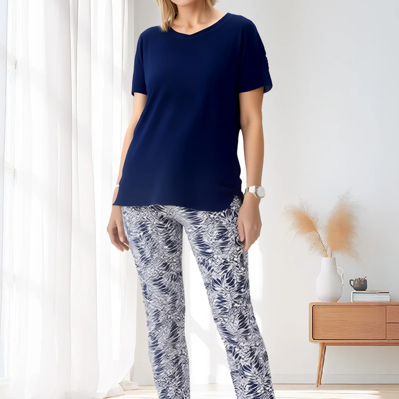 Liesbeth | Set met effen top en tie-dye broek