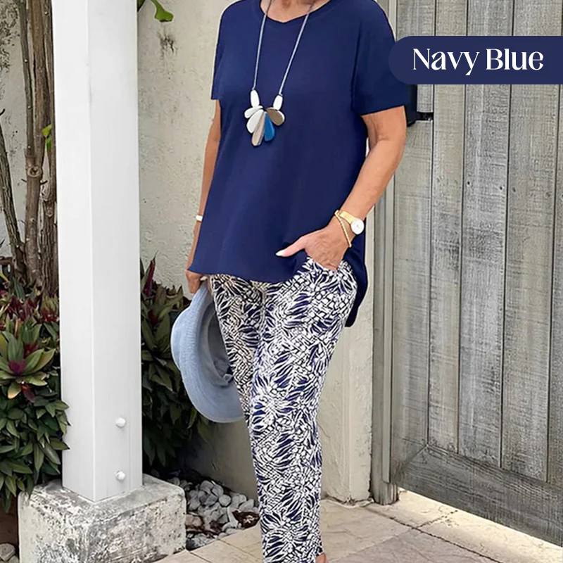 Liesbeth | Set met effen top en tie-dye broek