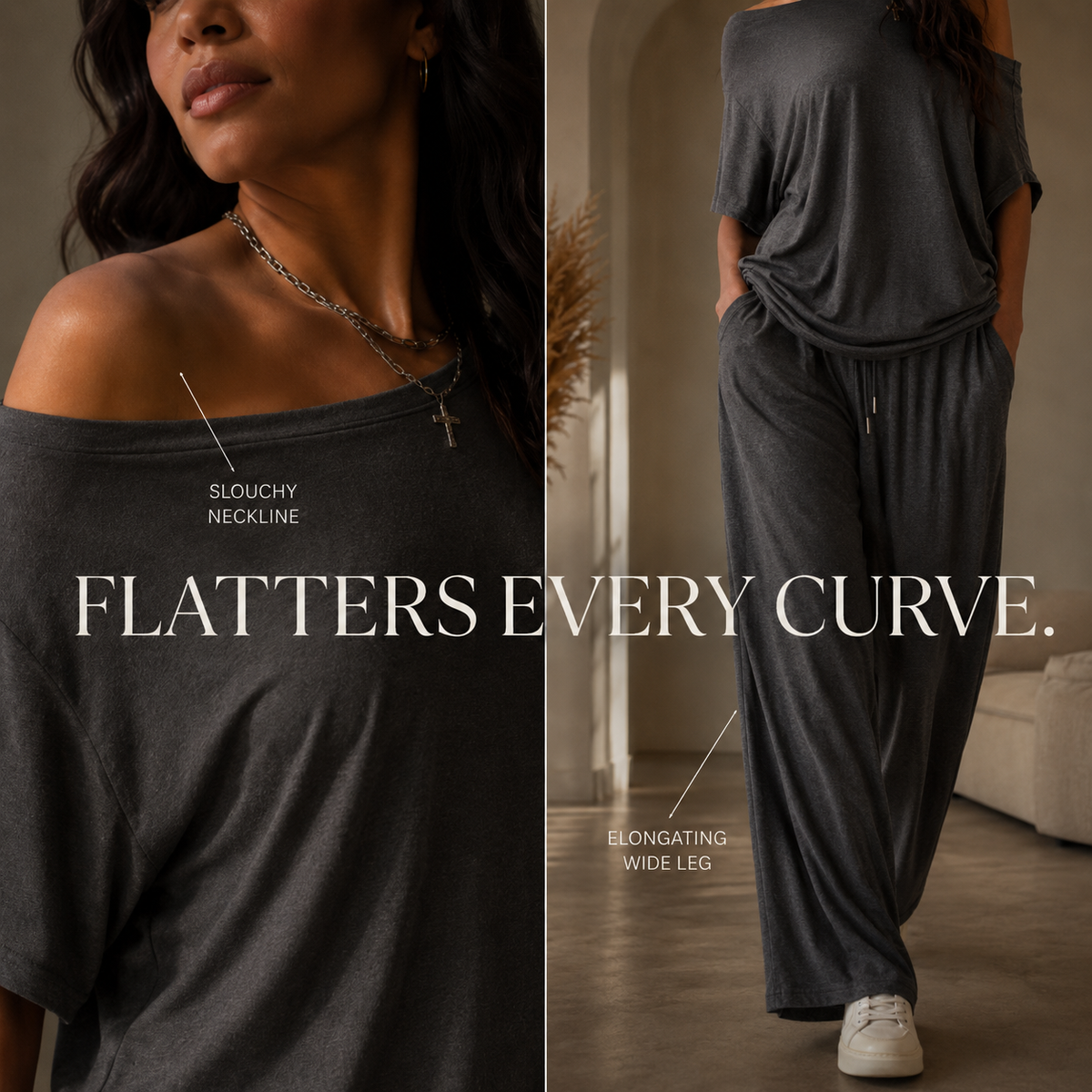 Floor | Set met off-shoulder top en wijde broek