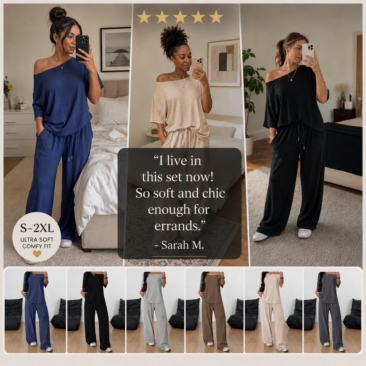 Floor | Set met off-shoulder top en wijde broek