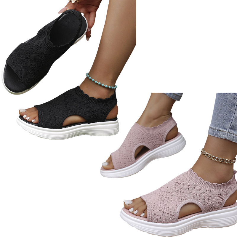 Ellen | Gebreide sandalen met plateauzool