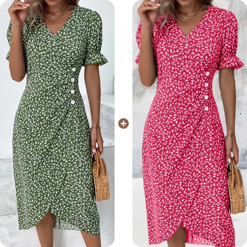 Elise | Jurk met bloemenprint en V-hals