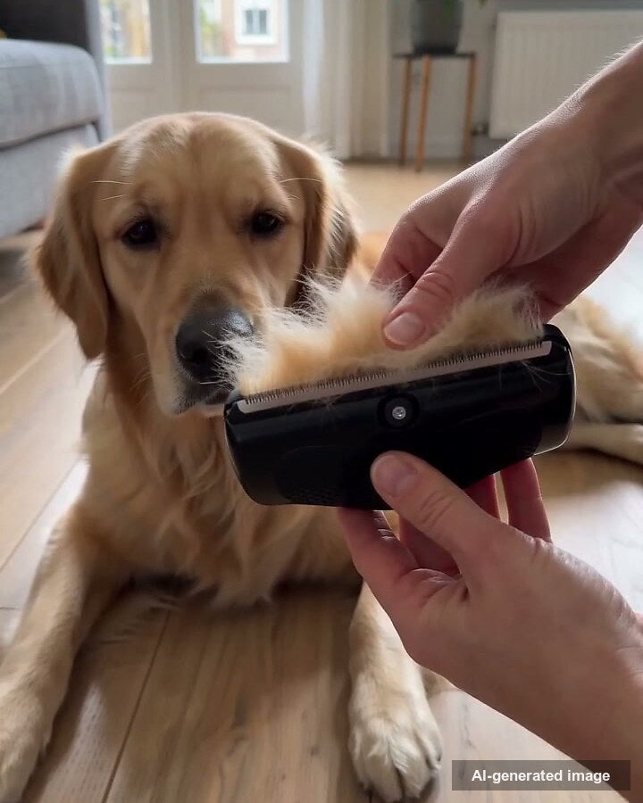 Mano retirando el pelo acumulado del cepillo