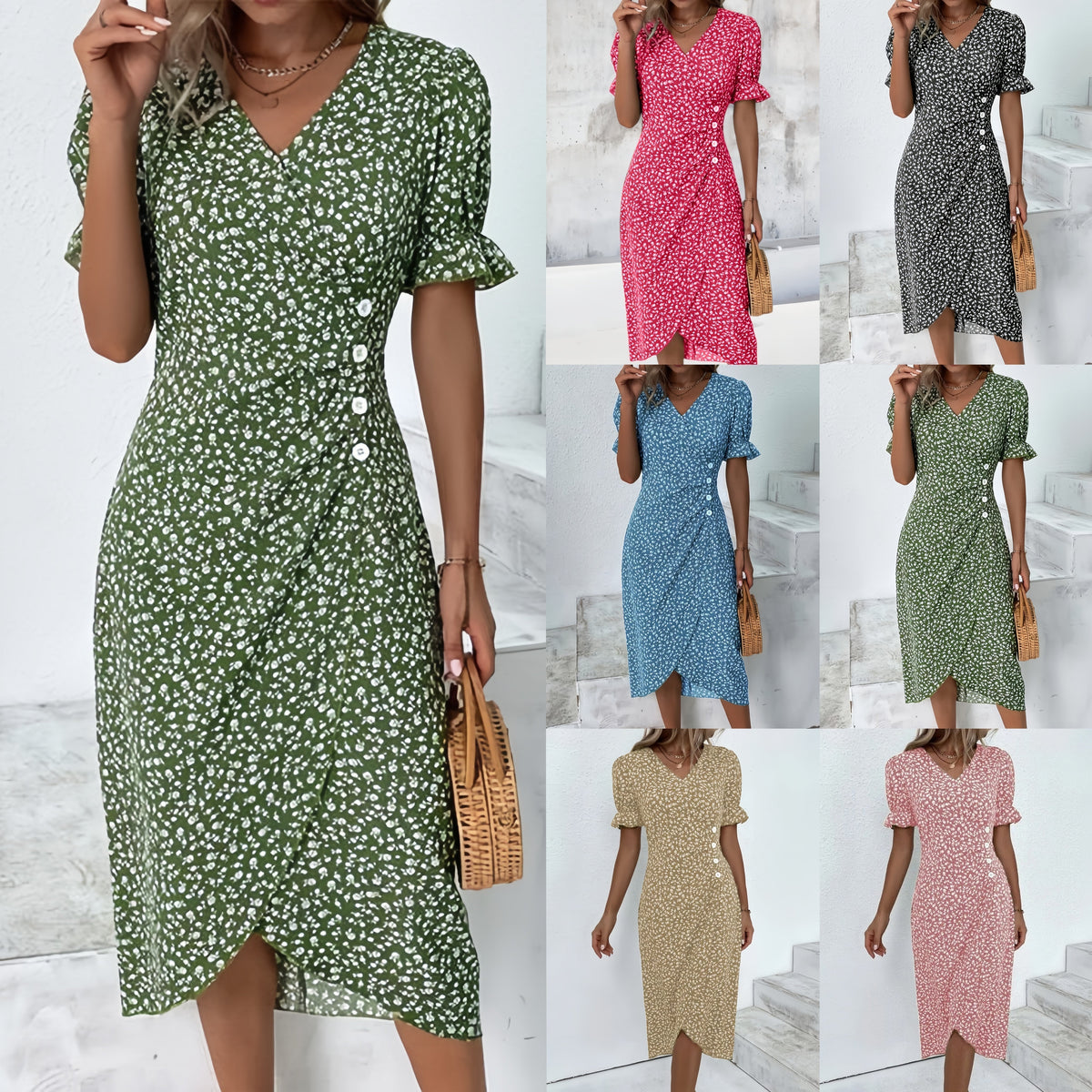 Elise | Jurk met bloemenprint en V-hals