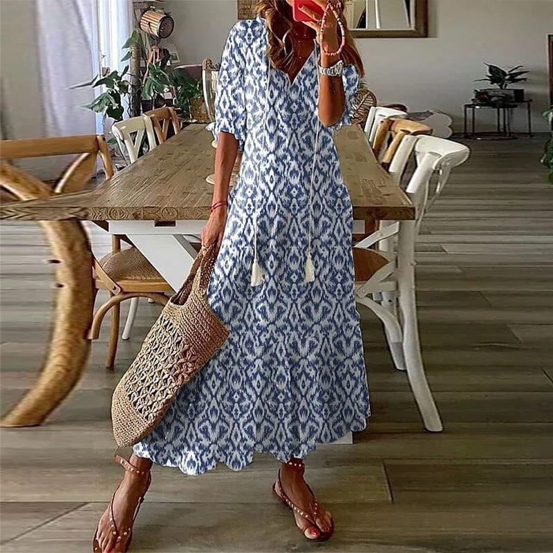 Loes | Maxi-jurk met ballonmouwen