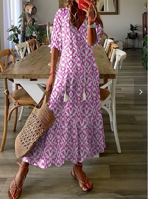 Loes | Maxi-jurk met ballonmouwen