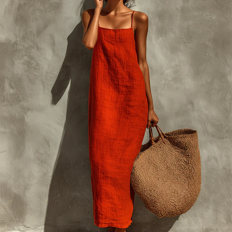 Merel | Lange slipdress in effen kleur