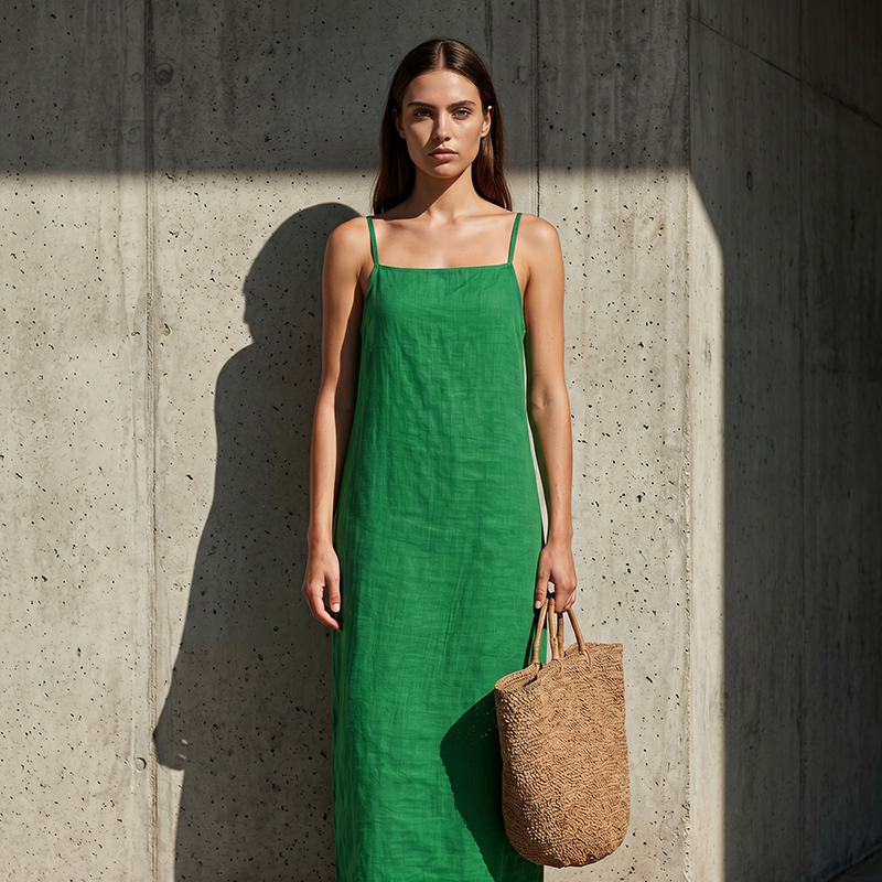 Merel | Lange slipdress in effen kleur